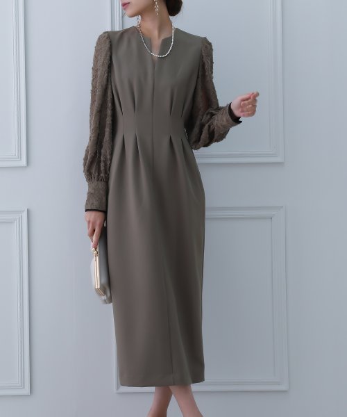 birei ビレイ 結婚式 ワンピース パーティードレス レースコンビタイトロングドレス レース ロング丈 長袖 スリット 2WAY オケージョン 春夏秋冬 オ ビレイ 結婚式