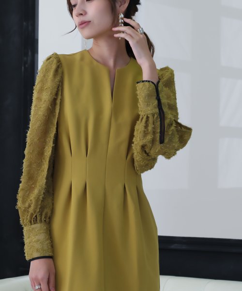 birei ビレイ 結婚式 ワンピース パーティードレス レースコンビタイトロングドレス レース ロング丈 長袖 スリット 2WAY オケージョン 春夏秋冬 オ ビレイ 結婚式