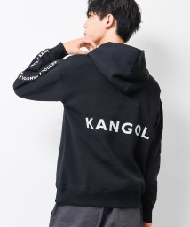 RAT EFFECT(ラット エフェクト)/KANGOL 別注裏起毛袖ロゴラインフーディー/ブラック