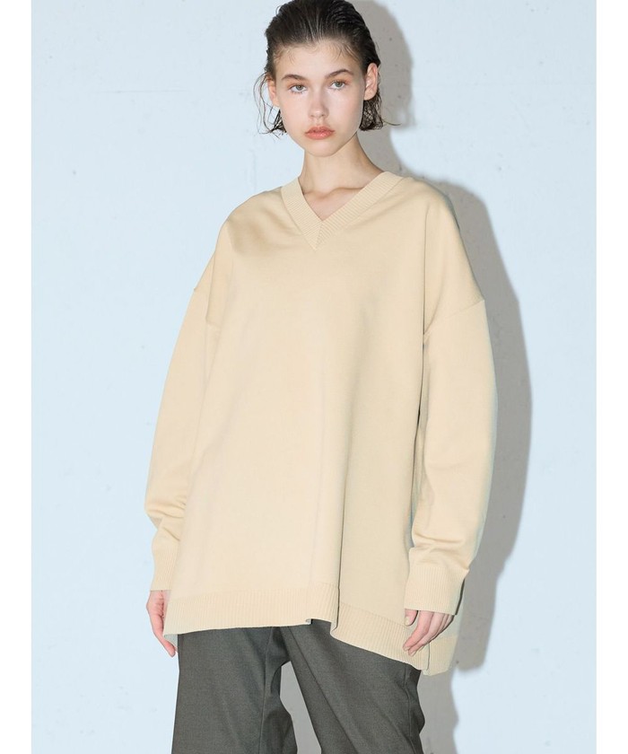 MIDIUMISOLID for Ladies Vネックワイドチュニック