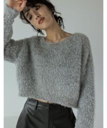 Re:EDIT(リエディ)/[2023－24 WINTER COLLECTION]ラメミックスクロップド丈シャギーニットトップス/シルバー