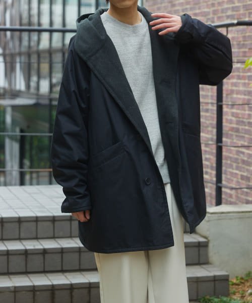 URBAN RESEARCH DOORS(アーバンリサーチドアーズ)/FORK&SPOON　バックサイドメルトンフーディーコート/BLACK