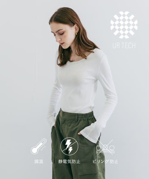 URBAN RESEARCH(アーバンリサーチ)/『UR TECH』クルーネックロングTシャツ/WHITE