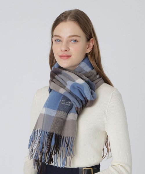 クレストブリッジチェックウォッシャブルカシミヤストール 