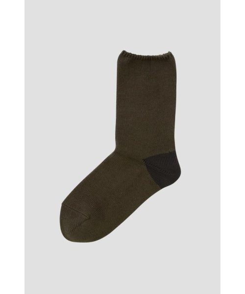 MHL.(エムエイチエル)/CONTRAST HEEL COTTON SOCKS/DARKBROWN2