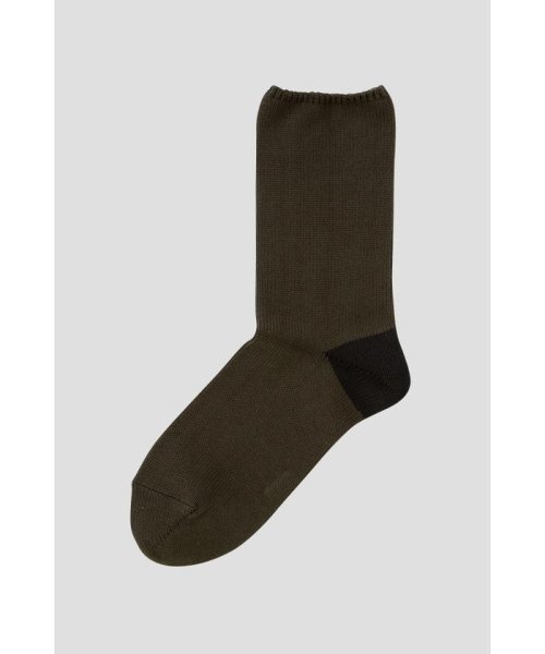 MHL.(エムエイチエル)/CONTRAST HEEL COTTON SOCKS/DARKBROWN2