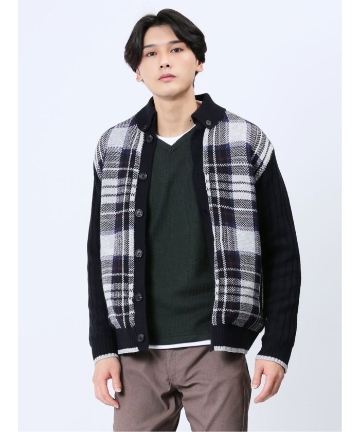 クラシックなライトアウター MIXED PLAID BOMBER JACKET