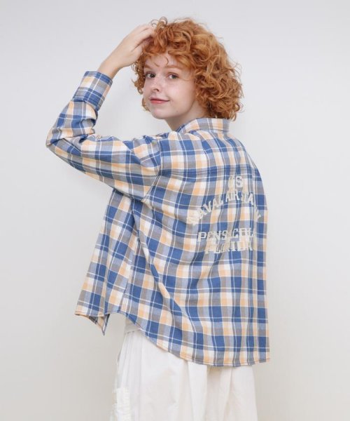 AVIREX(AVIREX)/L－L/S INDIGO CHECK SHIRT/インディゴ チェック シャツ/オレンジ