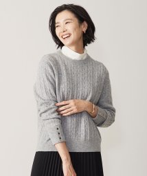 J.PRESS LADIES（LARGE SIZE）(J．プレス　レディス（大きいサイズ）)/【洗える】WOOL BLEND AIR ケーブル ニット/ライトグレー系