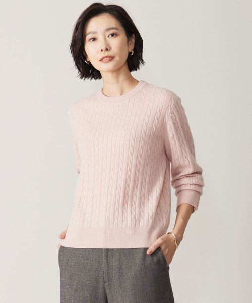 J.PRESS LADIES（LARGE SIZE）(J．プレス　レディス（大きいサイズ）)/【洗える】WOOL BLEND AIR ケーブル ニット/ピンク系