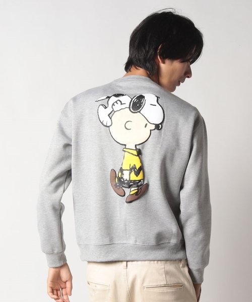 OUTDOOR PRODUCTS(アウトドアプロダクツ)/【OUTDOORPRODUCTS】PEANUTS 起毛 トレーナー スウェット 11オンスの肉厚生地 ドロップショルダー シルエット/モクグレーB