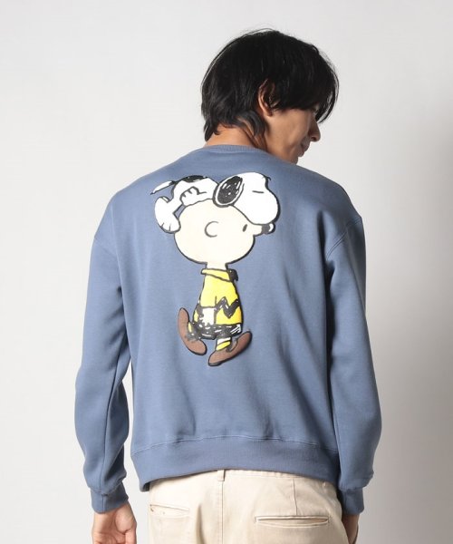 OUTDOOR PRODUCTS(アウトドアプロダクツ)/【OUTDOORPRODUCTS】PEANUTS 起毛 トレーナー スウェット 11オンスの肉厚生地 ドロップショルダー シルエット/ブルーグレー