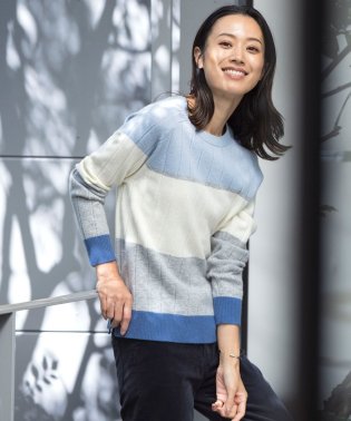 J.PRESS LADIES（LARGE SIZE）/【洗える】WOOL BLEND AIR カラーブロック ニット/505747322