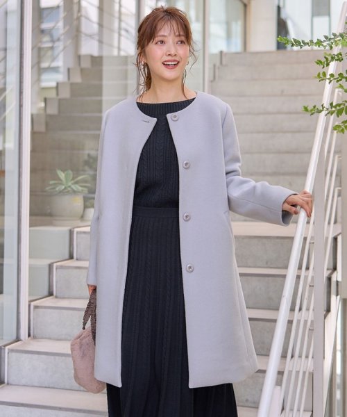 ファインウールモッサ ノーカラーコート 