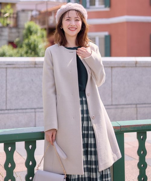 ファインウールモッサ ノーカラーコート  G1257283584(9718円)