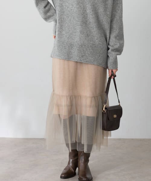 URBAN RESEARCH ROSSO(URBAN　RESEARCH　ROSSO)/TORRAZZO DONNA　ニット×チュールリバーシブルスカート/BEIGE