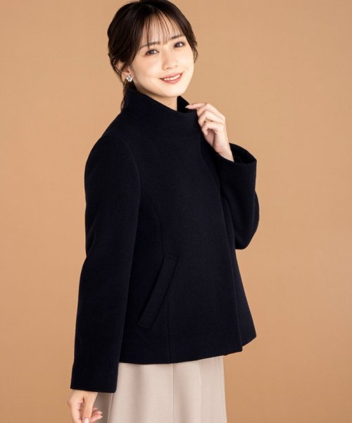 【低身長企画】ファインウールモッサスタンド ショート コート #フェミニン