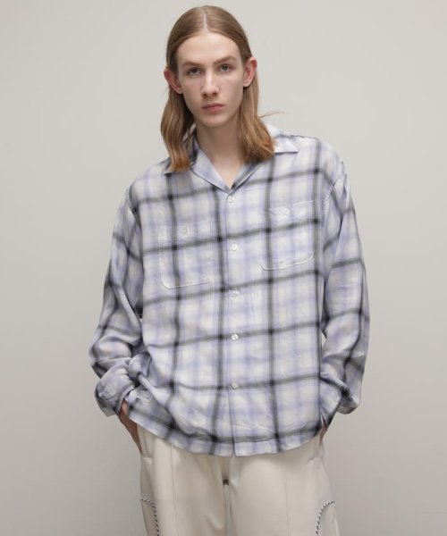 Schott(ショット)/OMBRE CHECK LS SHIRT/　オンブレチェック ロングスリーブシャツ/ブルー