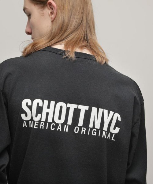 Schott(ショット)/直営限定/LS T－SHIRT SCHOTT NYC/ロングTシャツ ショット ニューヨーク/ブラック