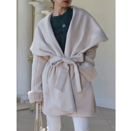 ファー付BIGカラーミドルコート 