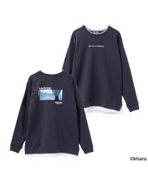 MAC HOUSE(men)(マックハウス（メンズ）)/EVANGELION エヴァンゲリオン ポンチ素材 プリントクルー長袖Tシャツ 172184MH/チャコール