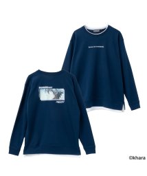 MAC HOUSE(men)(マックハウス（メンズ）)/EVANGELION エヴァンゲリオン ポンチ素材 プリントクルー長袖Tシャツ 172184MH/ブルー