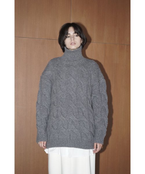 CLANE(クラネ)/BIG CABLE OVER KNIT TOPS/GRAY