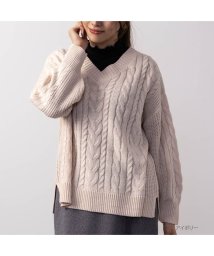 MAC HOUSE(women)/NAVY ネイビー 静電気抑制 洗えるニット ケーブルVネックプルオーバー レディース 112335809/505748646