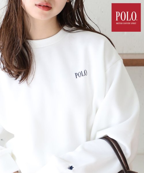 POLO BCS(ポロ　ビーシーエス)/◎SETUP7別注商品◎【POLO BCS】トップス スウェット 長袖 トレーナー ロゴ ワンポイント 無地 オーバーサイズ クルーネック 袖リブ ユニセックス/ホワイト