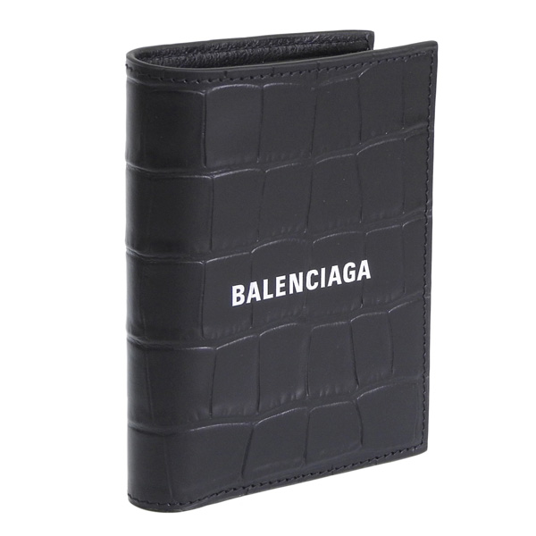 （値下げ）BALENCIAGA 二つ折り財布　レザー　BLACK