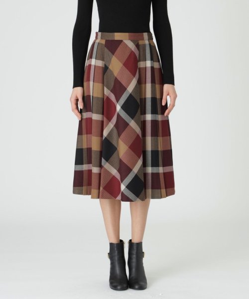 クレストブリッジチェックウールビエラプリーツスカート(505749581  