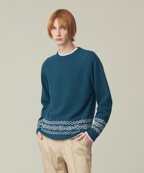 J.PRESS MENS(J．プレス　メンズ)/【WEB限定】フェアアイル クルーネックニット/グリーン系