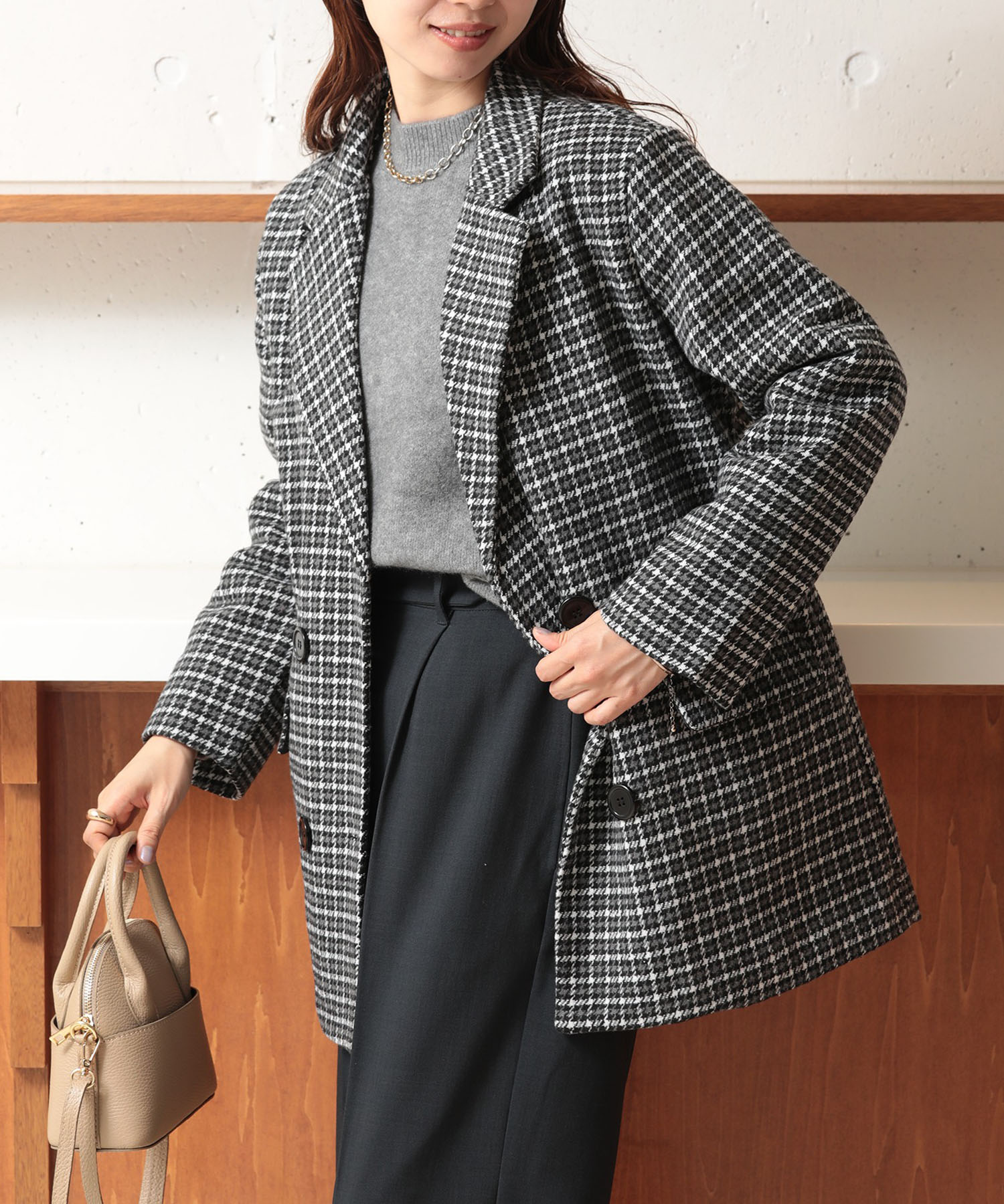 【MAISON BREEZE】ビッグシルエット オーバーサイズ チェックジャケット KNF037