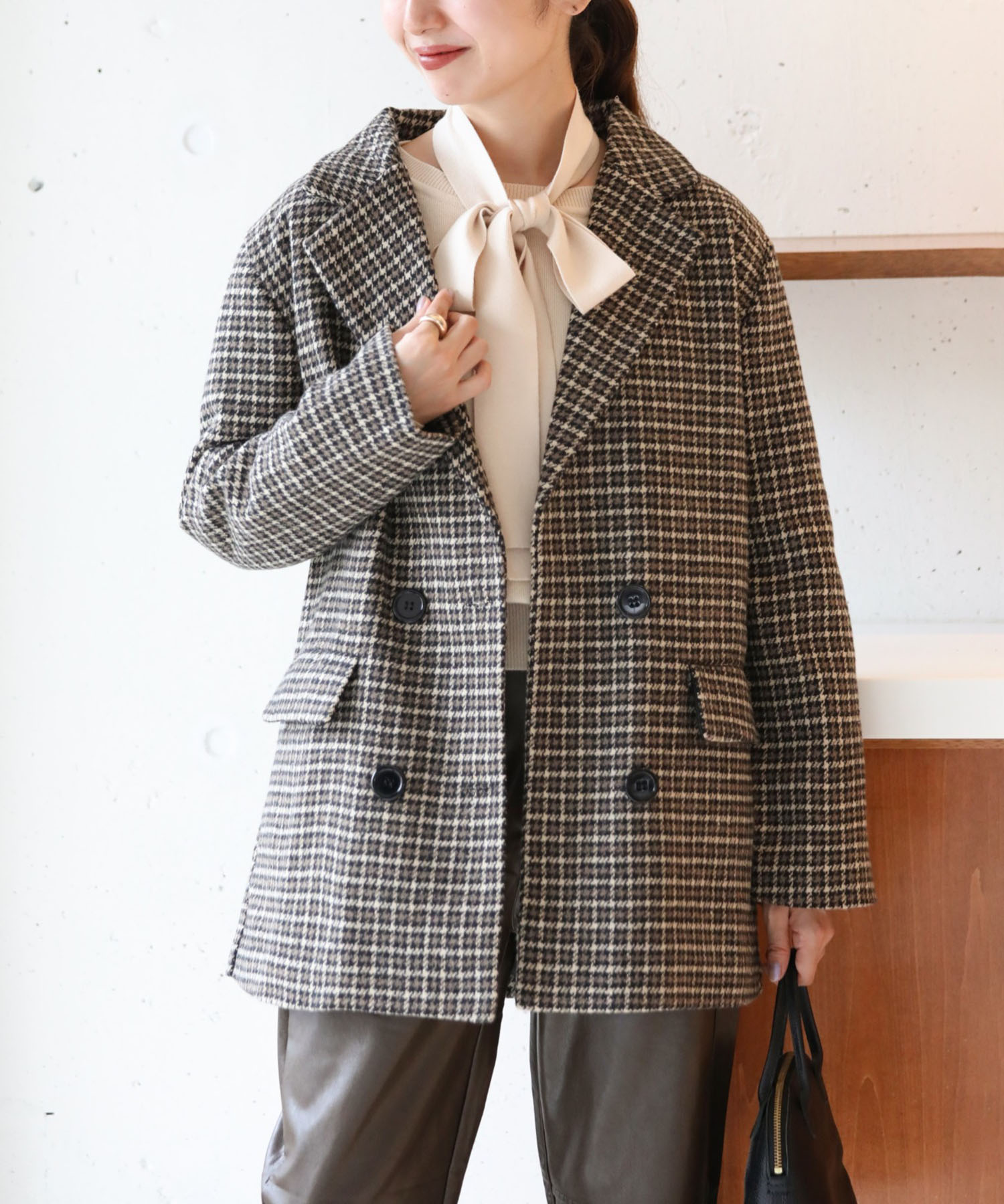 【MAISON BREEZE】ビッグシルエット オーバーサイズ チェックジャケット KNF037