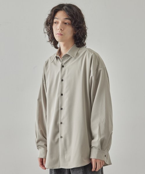 JUNRed(ジュンレッド)/TRストレッチルーズシャツ/グレー系（09）