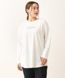 eur3(エウルキューブ)/【大きいサイズ】ドロップショルダーロゴTシャツ/ホワイト（90）