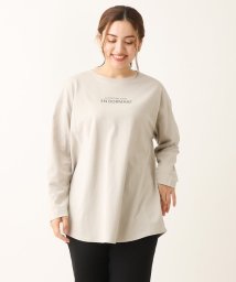 eur3(エウルキューブ)/【大きいサイズ】ドロップショルダーロゴTシャツ/ライトグレー（91）