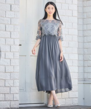 DRESS+/ワンピース ドレス レース プリーツ 結婚式 レース袖/505750322