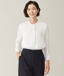 J.PRESS LADIES（LARGE SIZE）(J．プレス　レディス（大きいサイズ）)/ジョーゼット ボウタイ カットソー/ホワイト系