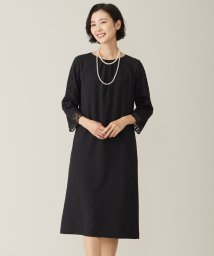 J.PRESS LADIES（LARGE SIZE）(J．プレス　レディス（大きいサイズ）)/【洗える】ノルディス2wayジョーゼット レース袖 ワンピース/ブラック系