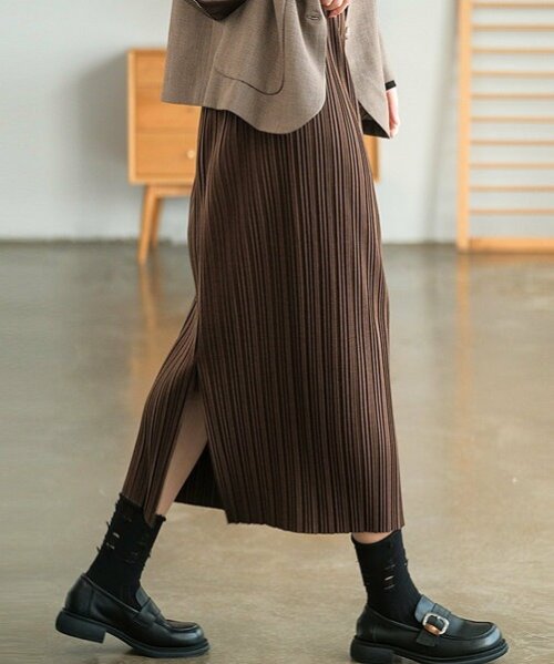 セール】【MAISON BREEZE】プリーツ ロング丈 ペンシルスカート  