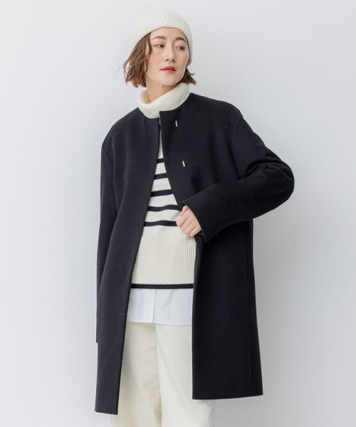 ウールカシミヤビーバー ノーカラー コート 商品説明2023 Autumn & Winter合わせるアイテムを選ばない万能コート■デザインシンプルで使い勝手の良いノーカラーコート。襟が無 Z2365889891(18295円)