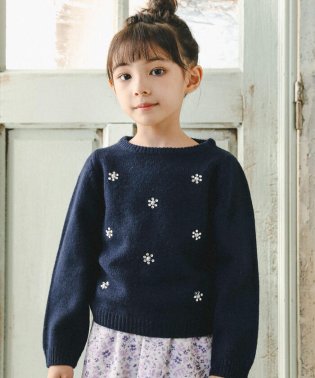 BeBe/ビジューフラワーモチーフニットプルオーバー(100~150cm)/505751167