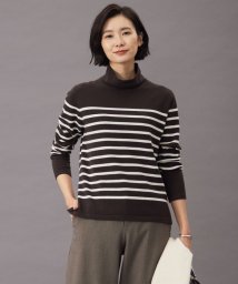 J.PRESS LADIES(J．プレス　レディス)/【洗える】SEMI WORSTED WOOL バスクボーダー ニット/ダークブラウン系1