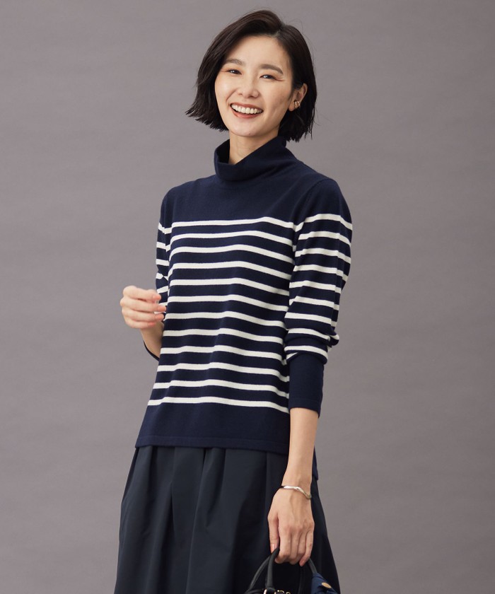 洗える】SEMI WORSTED WOOL バスクボーダー ニット(505752282) | J