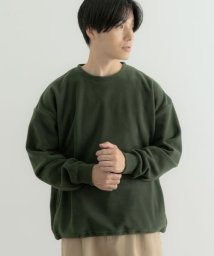 ITEMS URBANRESEARCH(アイテムズアーバンリサーチ（メンズ）)/裾ドロスト フリース クルーネック プルオーバー/GRN