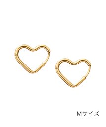 cream dot(クリームドット)/選べる2size♪ミニマルハートのステンレス製フープピアス/ゴールド系1