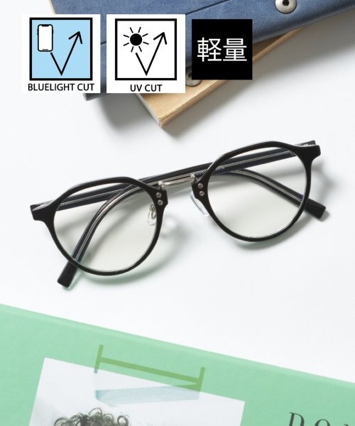 SETUP7(SETUP7)/【SETUP7】ブルーライトカット PC 眼鏡 メガネ アイウェア ボストン ウェリントン スクエア クリアレンズ TNY/ブラック5