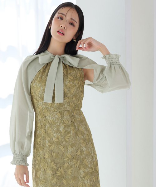 シフォンボレロ付きフラワーレーススカラップワンピース 二次会 食事会 セレモニー 発表会