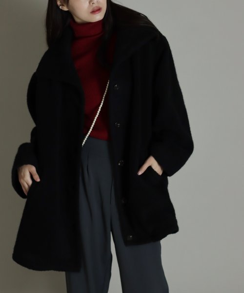 尾州アンゴラパイルフレアボアコート 